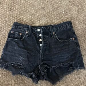 Levi's Black Distressed Jean Shorts